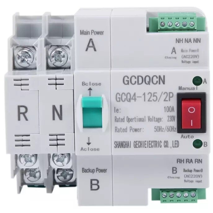 ATS 2P 63A Dual Power ATS เบรกเกอร์สวิทช์ไฟฟ้า สลับไฟเร็วคอมไม่ดับ