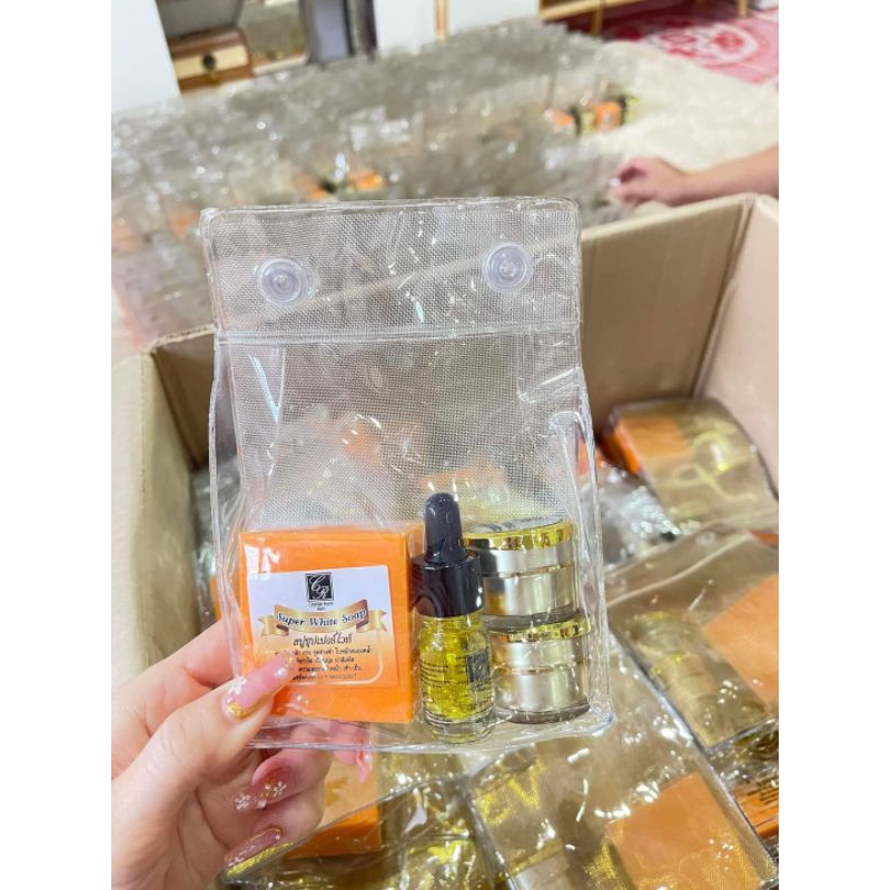 💢ครีมซุปเปอร์ไวท์ ชุดปราบฝ้า #คริสตัลออร่าสกิน ขนาด 5g. #Crystal Aura Skin Super White Set 5g.