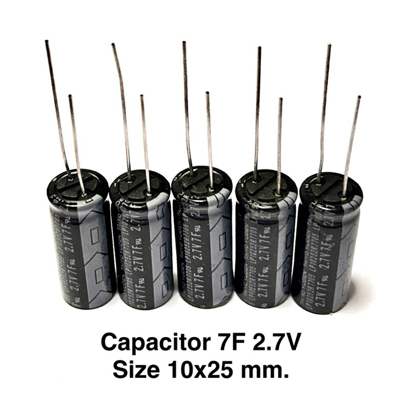 (10 pcs) Capacitor 7F 2.7V Size 10x25 mm. ELNA สีดำ ตัวเก็บประจุไฟฟ้า คอนเดนเซอร์ Condenser