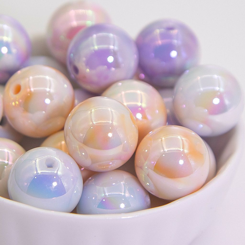 ลูกปัด ลายหินอ่อน อะคริลิค เคลือบ UV เรืองแสง ขนาด 16mm สำหรับงานร้อย พวงกุญแจ สร้อย กำไล ของตกแต่ง อุปกรณ์งานฝีมือ DIY