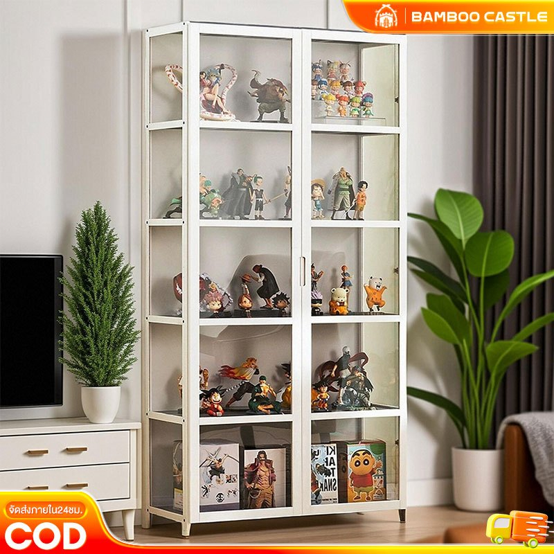 （โปร่งใสทั้ง 3 ด้าน）ตู้โชว์ ชั้นโชว์โมเดล ตู้โชว์โมเดลDIY ทำโดยไม้ไผ่ธรรมชาติ ทนทาน ของสะสม กันฝุ่นกันความชื้น