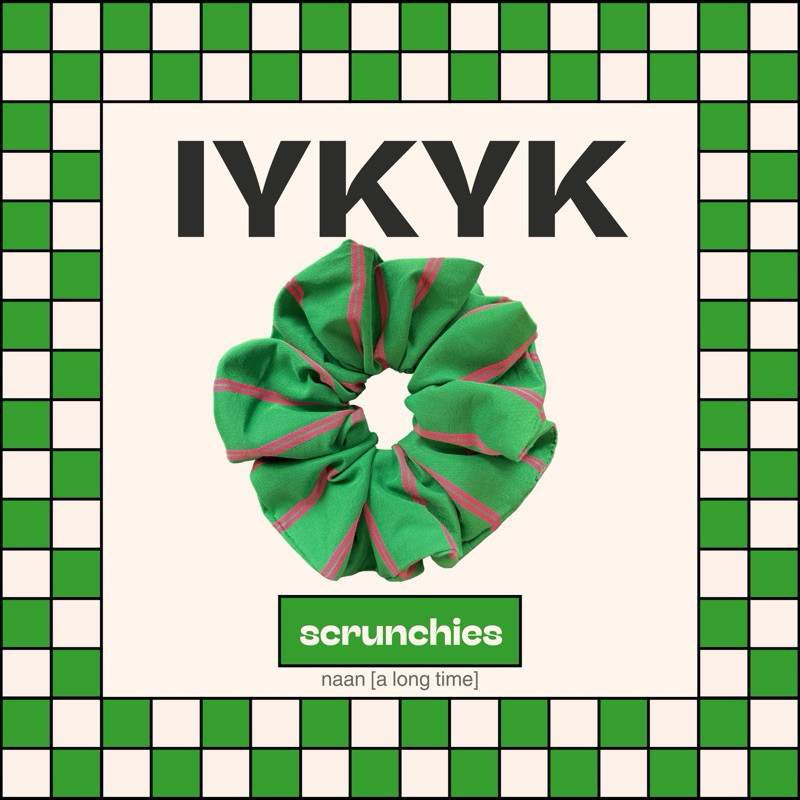 [ร้านเปิดใหม่] Hair Scrunchies ผ้าคอตตอนผสม คุณภาพดี รุ่น IYKYK ไซส์ XL สีเขียว-บานเย็น | by naan [a