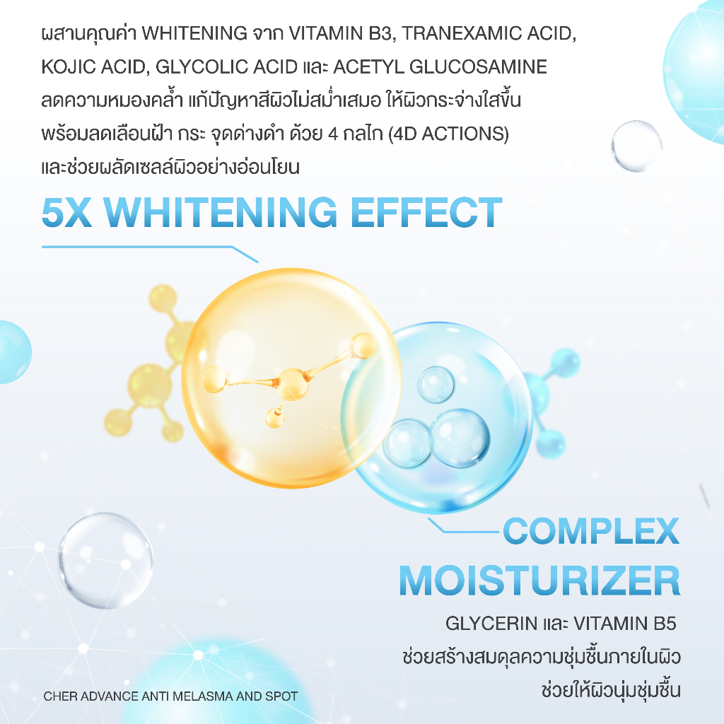 CHER Advance Anti Melasma And Spot เฌอ เซรั่มยับยั้ง 4 กลไก การเกิดฝ้า กระ จุดด่างดำ 20 mL - รูปที่ 2