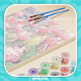 ระบายสีตามตัวเลข ภาพวาดตกแต่งอะคริลิก ของขวัญเด็ก กระตุ้นจินตนาการ มีให้เลือกหลายแบบ