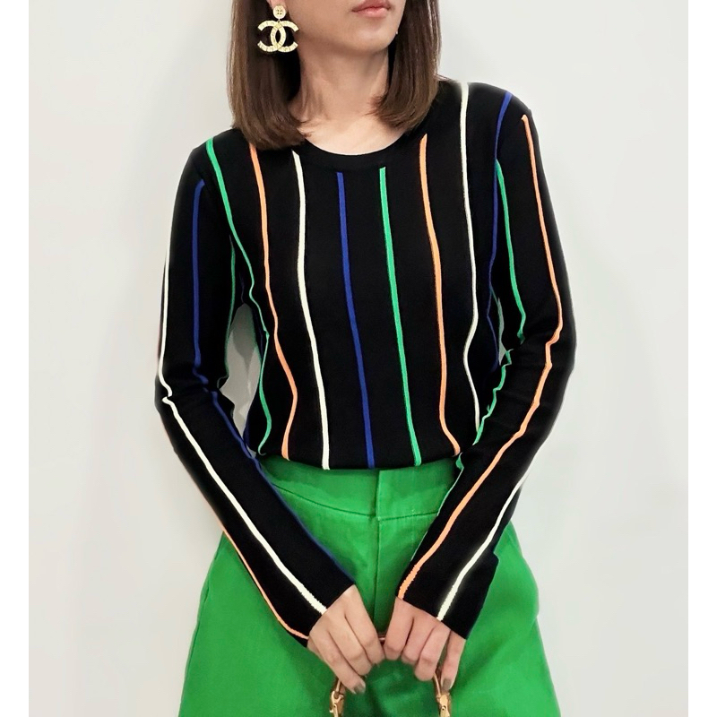 COLORS LINE LS KNIT TOP น้องน่ารักไม่ไหว ผ้านิตแต่งเส้นสีสดใส ผ้าทิ้งตัวสวย ใส่สบายเป็นผู้หญิงน่ารัก สายพลาสเทส