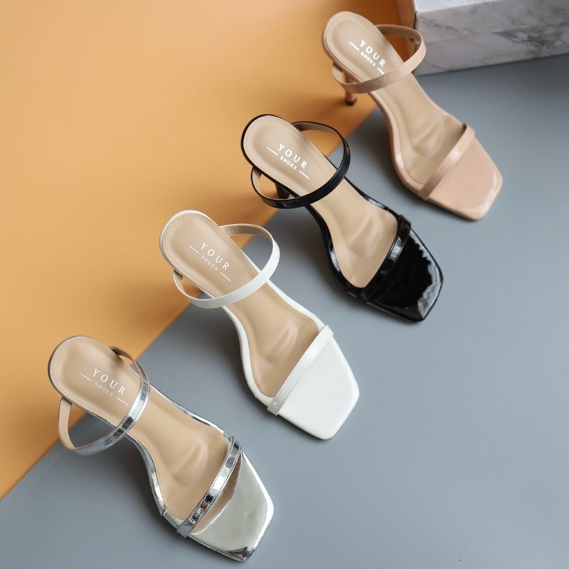 YOURSHOES B70 / รองเท้าส้นสูง 4 นิ้ว รองเท้าส้นเข็มหนังเงา รองเท้าผู้หญิง