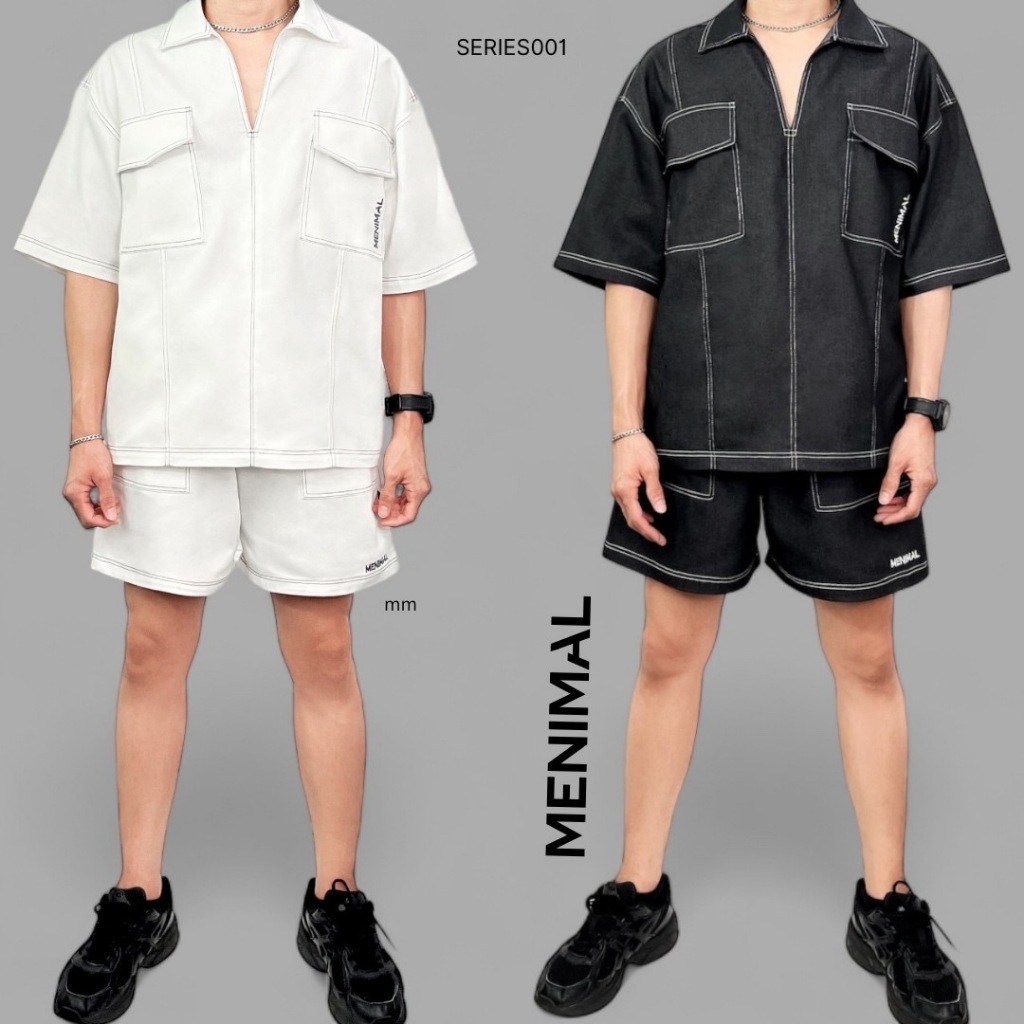 ️ MENIMAL DENIM SET เซ็ตยีนส์ เสื้อยีนส์+กางเกงยีนส์ขาสั้น ชุดเซ็ตผู้ชาย️