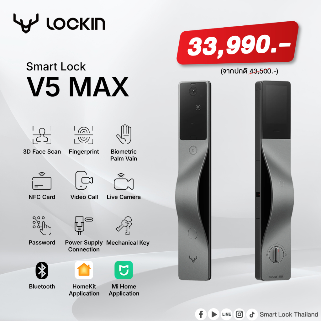 New!! Model ปี 2025 Lockin Smart Lock รุ่น V5 Max