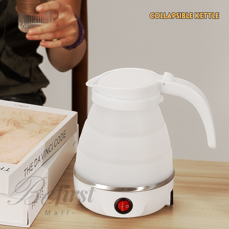 Travelling kettle หม้อต้มน้ำแบบพับได้พับ 0.6L การกระจายความร้อนอเนกประสงค์สีขาวสำหรับตั้งแคมป์การเดินทางธุรกิจ C0131