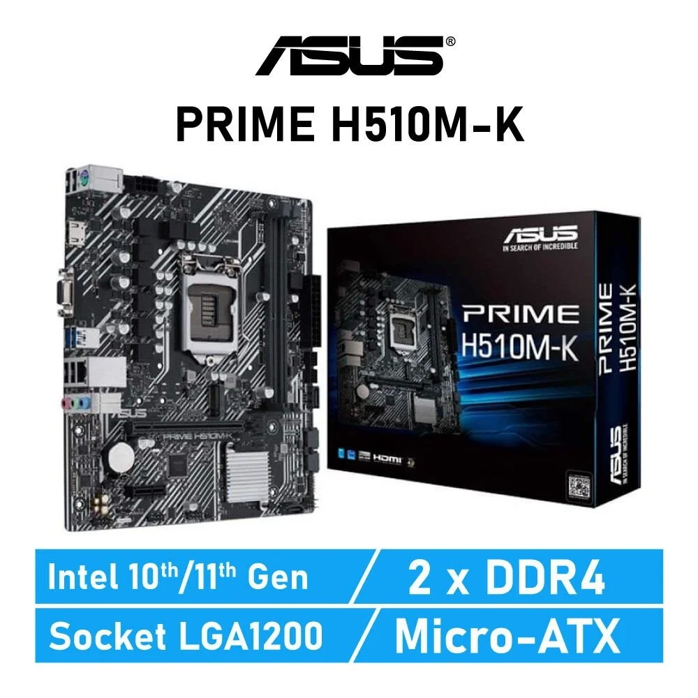 MAINBOARD (เมนบอร์ด) ASUS PRIME H510M-K (DDR4) (SOCKET LGA 1200) Warranty 3 - Y