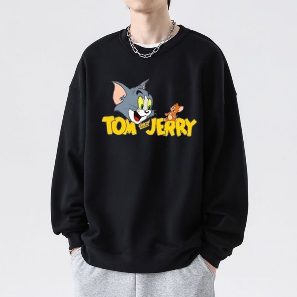 เสื้อกันหนาว คอกลม ผ้าสำลี แบบหนาใส่สบาย พิมพ์ลายการ์ตูน สไตล์ฮิปฮอป แฟชั่นสําหรับผู้ชาย และผู้หญิงๅ