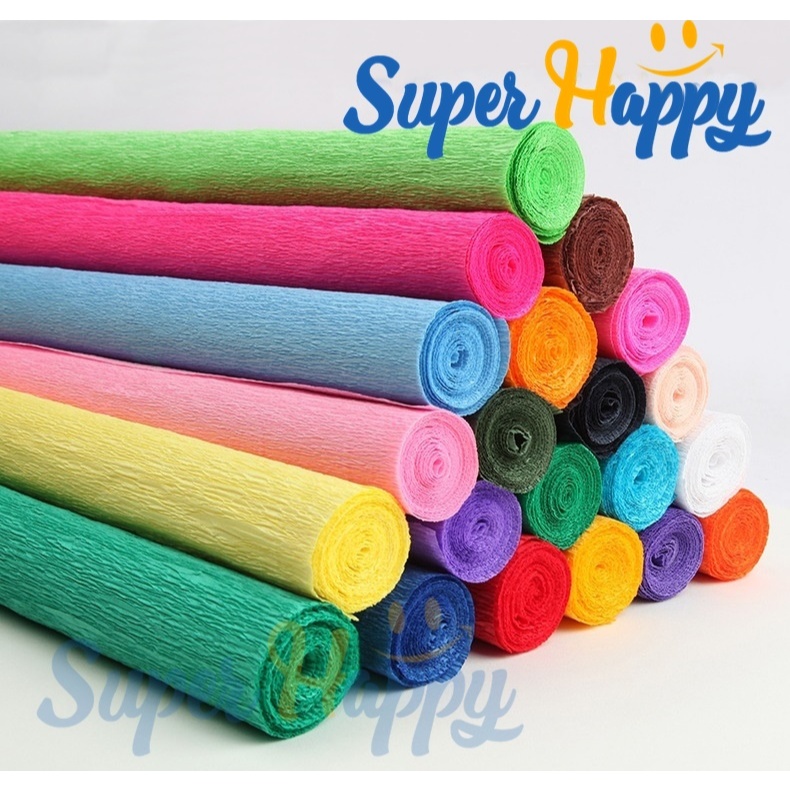 กระดาษย่นสี(ความยาว 2.5 เมตร) หน้ากว้าง 50CM สำหรับทำดอกไม้ประดิษฐ์ ห่อธูปเทียนลอยกระทง