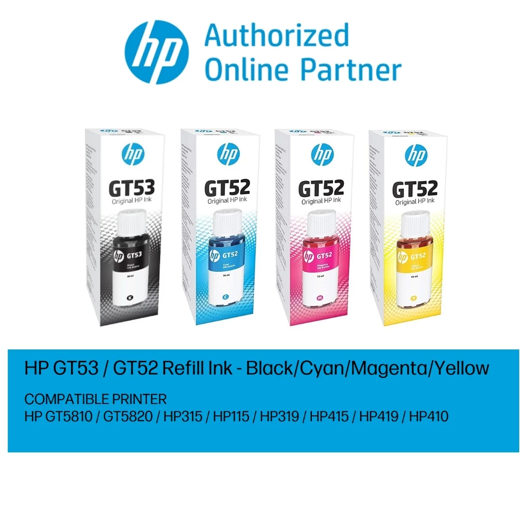 💥สินค้าพร้อมส่ง💥หมึกเติมแท้ HP GT53 , GT52 Set 4 สี 4 ขวด (มีกล่อง) For Hp HP315 HP415 HP500 HP515