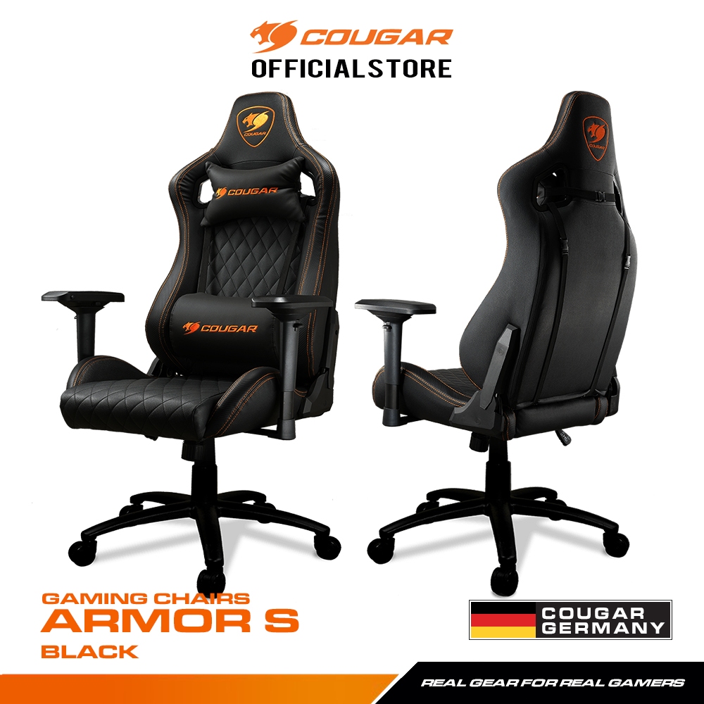Cougar ARMOR S Black : Gaming Chair เก้าอี้เกมมิ่ง เก้าอี้เล่นเกม รับได้ 120 กก. ประกัน 1 ปี