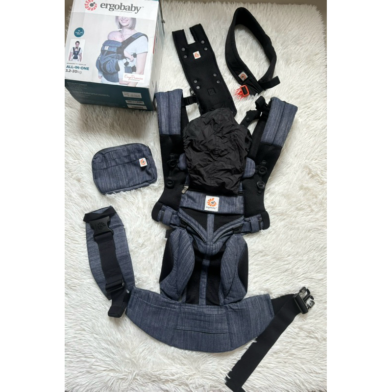 Ergo🇯🇵✌🏻มือสองญี่ปุ่น Ergobaby OMNI 360 Baby Carrier, Cool Air Mesh-Indigo Weave สียีนส์  Vintage สภ