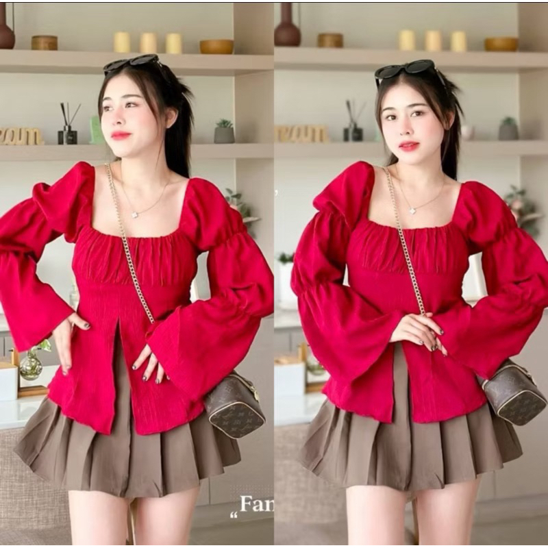 aimorn_shop Mixเสื้อครอปสีแดง งานสวย คุณภาพดี ผ้านิ่มใส่สบาย ใส่แล้วน่ารักมากก