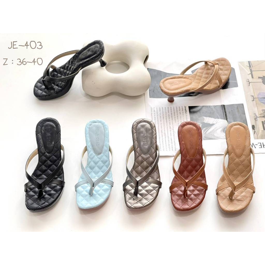 NIWA SHOES รองเท้าส้นสูง รองเท้าสตรี ฮิตตลอดกาล ส้นเกี๊ยะ รหัสสินค้า JE-403
