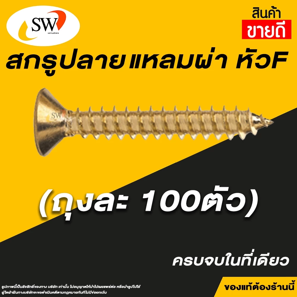 SW สกรูน็อตเกลียวปล่อยยิงเหล็ก หัว F เตเปร์ ปลายสว่าน ปลายแหลมผ่า เบอร์ 8 4.2mm thumbnail 4