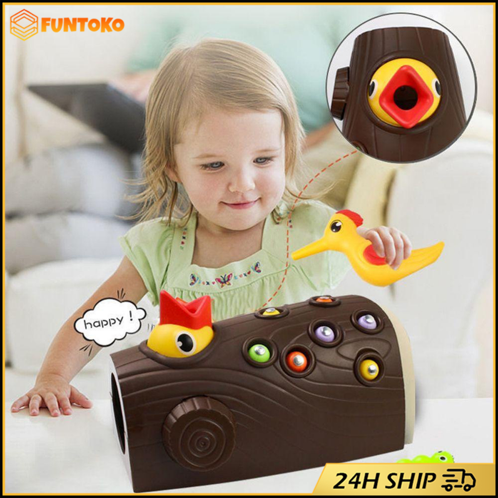 สินค้ามีคุณภาพ นกหัวขวาน เกมเสริมพัฒนาการเด็ก นก2ตัว ของเล่นจับหนอน