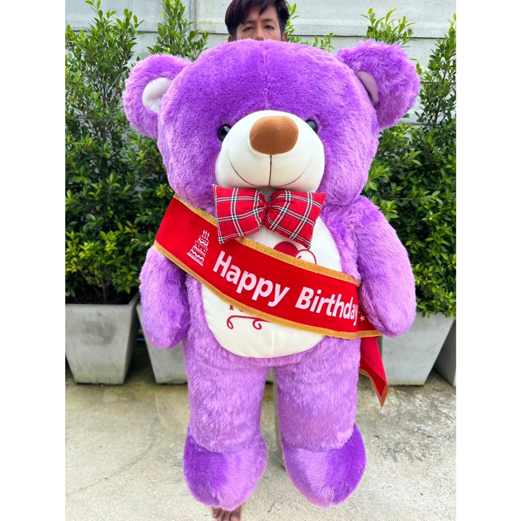 ตุู๊กตาหมีขนปุย110-120เซน+สายHappy Birthday ตัวใหญ่สินค้าตรงปก พร้อมส่งทุกวัน