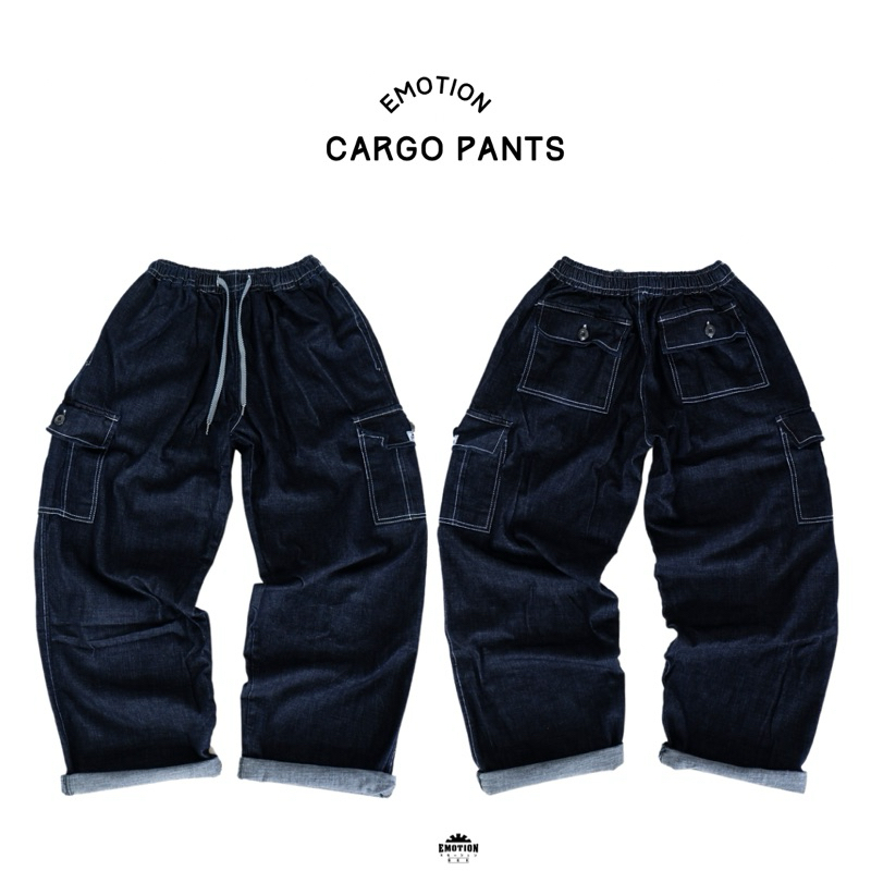 กางเกงคาร์โก้ขากว้าง Emotion เท่ ลุค streetwear casual สไตล์เกาหลี ราคา ถูกที่สุด ดีลบีเคเค แกลเลอรีภาพที่ 3