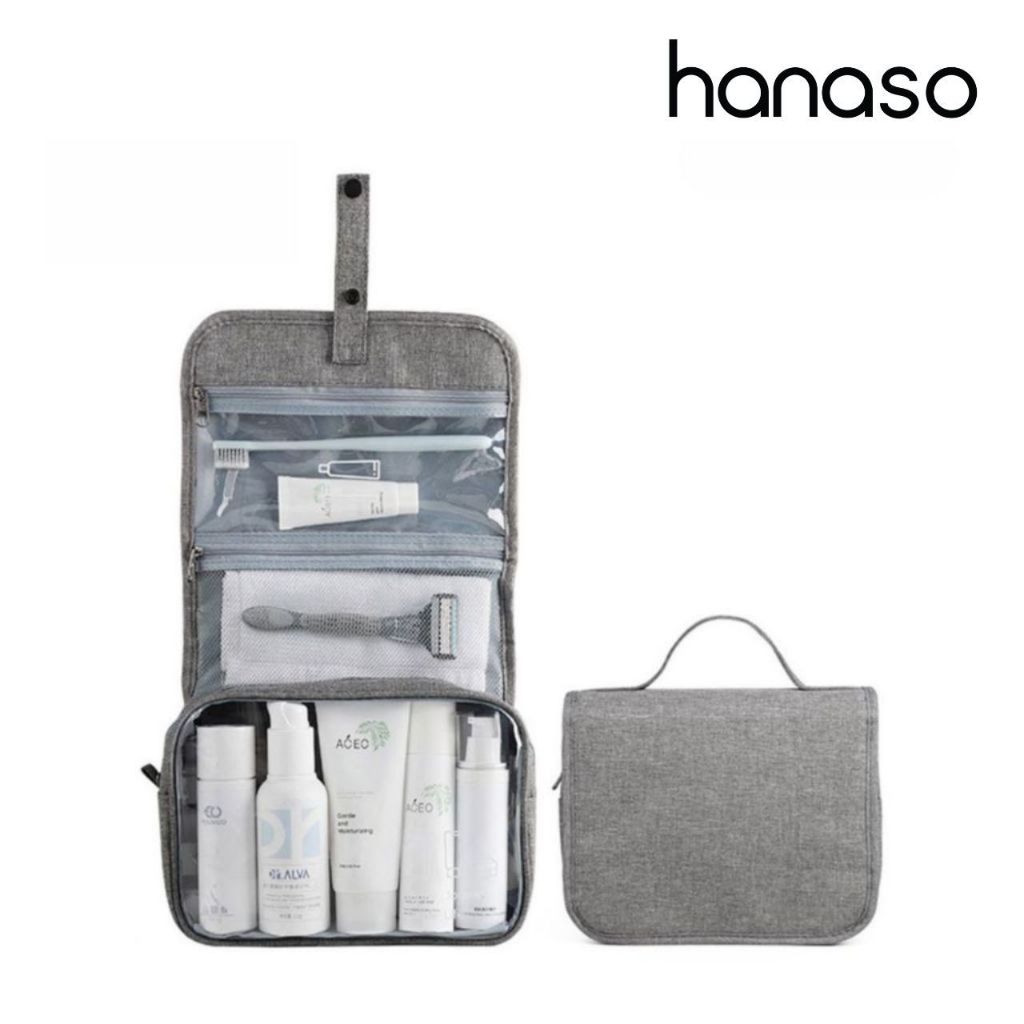 Hanaso กระเป๋าใส่อุปกรณ์อาบน้ำ กระเป๋าใส่เครื่องสําอางค์ กระเป๋า จัดแขวนได้ สำหรับพกพา กันน้ำ Toiletry bag