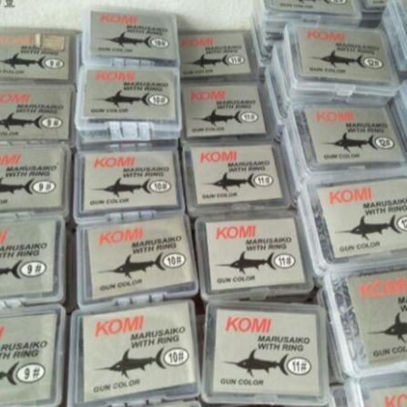 เบ็ดตกปลา KOMI MARUSAIKO ก้นรู มีเงี่ยง คม เบอร์ 7-20  เบ็ดโคมิฉลามดำ ตัวเบ็ด