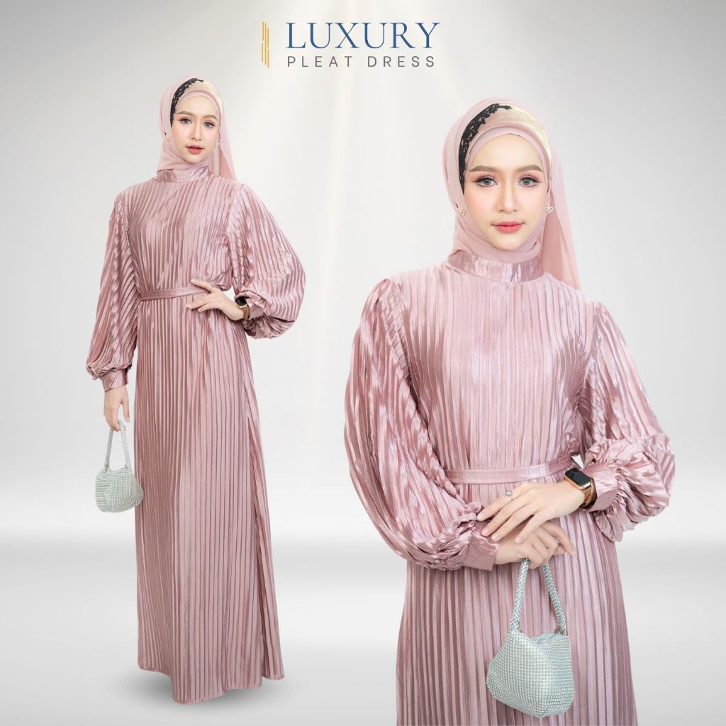 ชุดเดรส พร้อมเชือก ทรงสวยหรู ชุดออกงาน ใส่แล้วดูดี ใส่สบาย ไม่ร้อน  IM80วาริสมุสลิม
