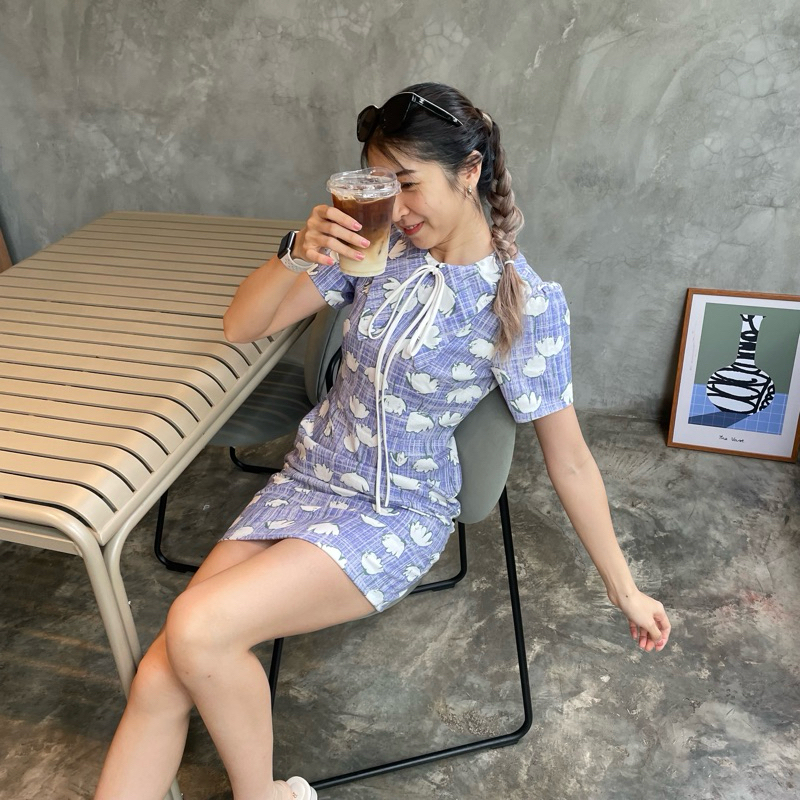 coolsummer.bkk - Scarlett Dress เดรสคอปกมีเชือกผูกโบว์