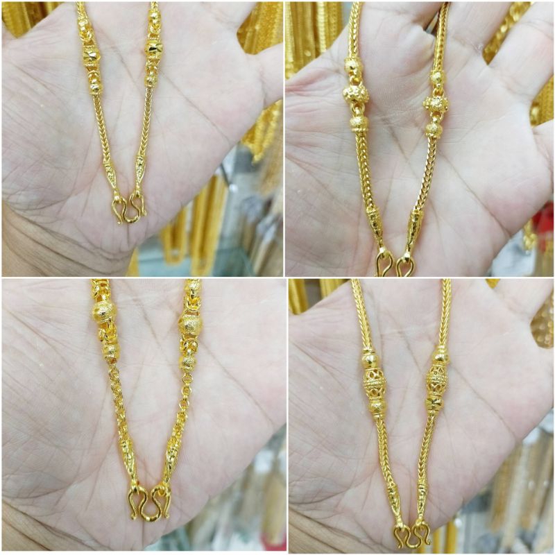 สร้อยคอระย้าทองชุบ ลายสร้อยสี่เสา มี7ลายให้เลือก สีทองเหมือนของแท้ มีตะขอสำรวจแถม 1 ชิ้น มีบริการเก็บเงินปลายทางครับ