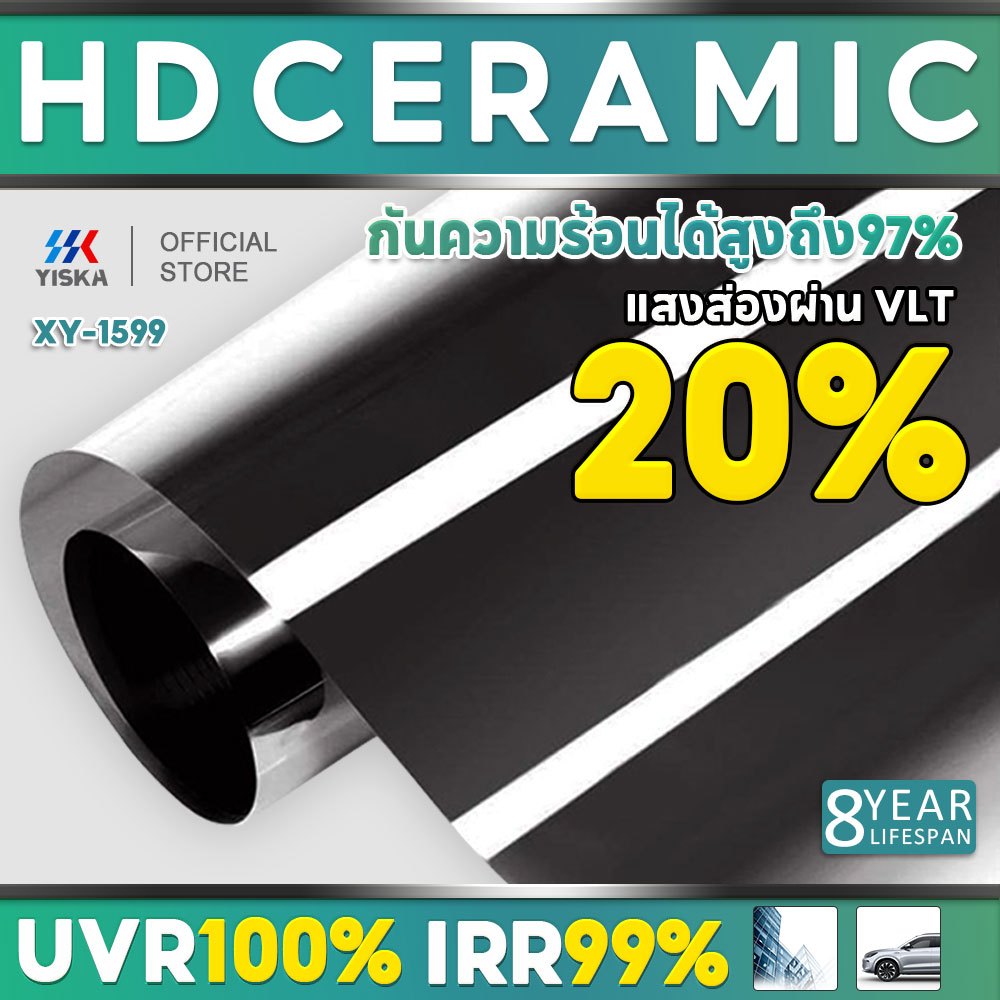 (ส่งจากประเทศไทย) XY1599 ฟิล์มกรองแสงรถยนต์ Ultra HD Ceramic Window Film ฟิล์มกรองแสง ป้องกันรังสียูวี ฟิล์มฉนวนกันความร