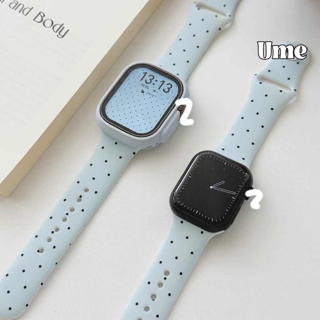 สายยางลายจุด สายนาฬิกา smart watch  สายสําหรับ Watch10 9 8 ultra 7 Se 6 5 4  ขนาด38.40.41.42.44.45.49.46mm สายลายจุด ยาง