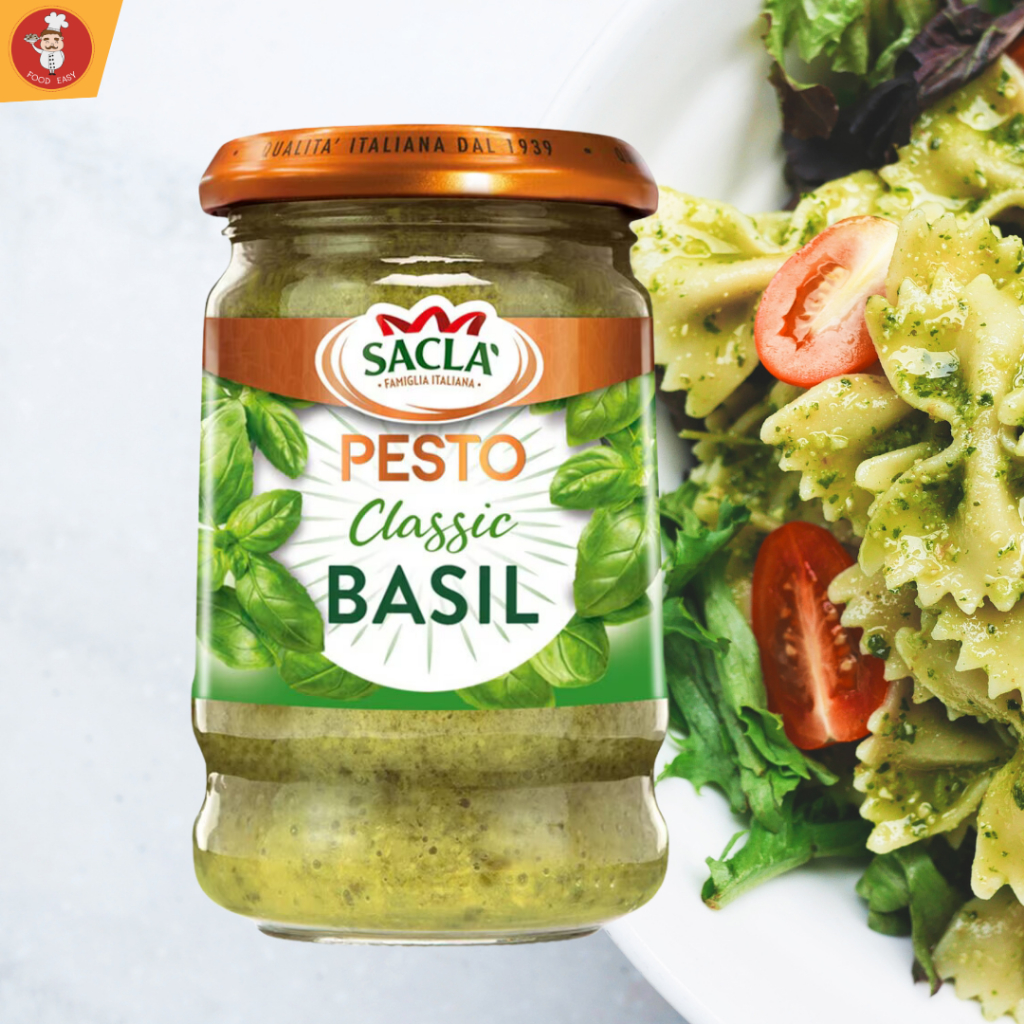 เพสโต้ซอส สำหรับพาสต้า สปาเก็ตตี้ Sacla Classic Basil Pesto 190g