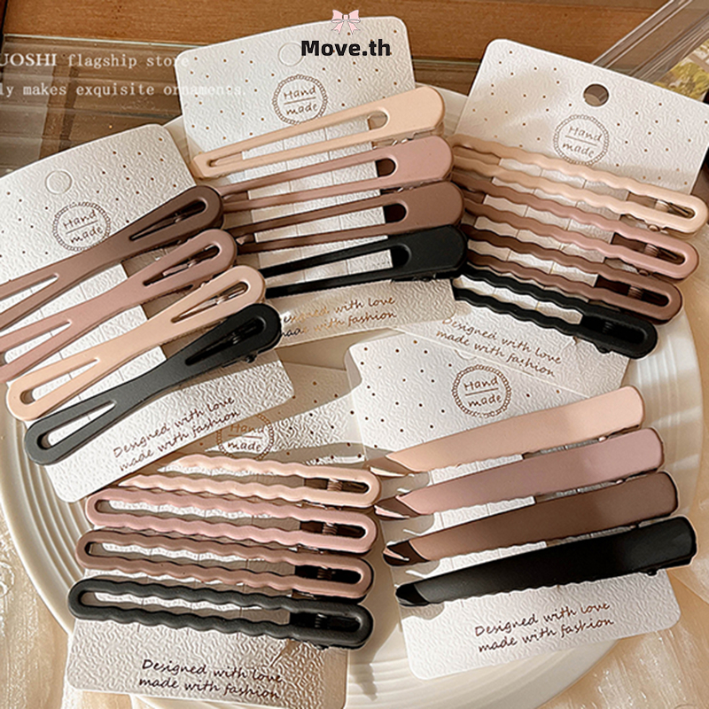 ในไทย-พร้อมส่ง กิ๊บหนีบผม รูปคลื่น คลิปด้านข้าง Insสไตล์เกาหลีเรียบง่าย นักเรียนสำหรับผู้หญิง รูปปากเป็ด ไม่ทิ้งรอย-Move