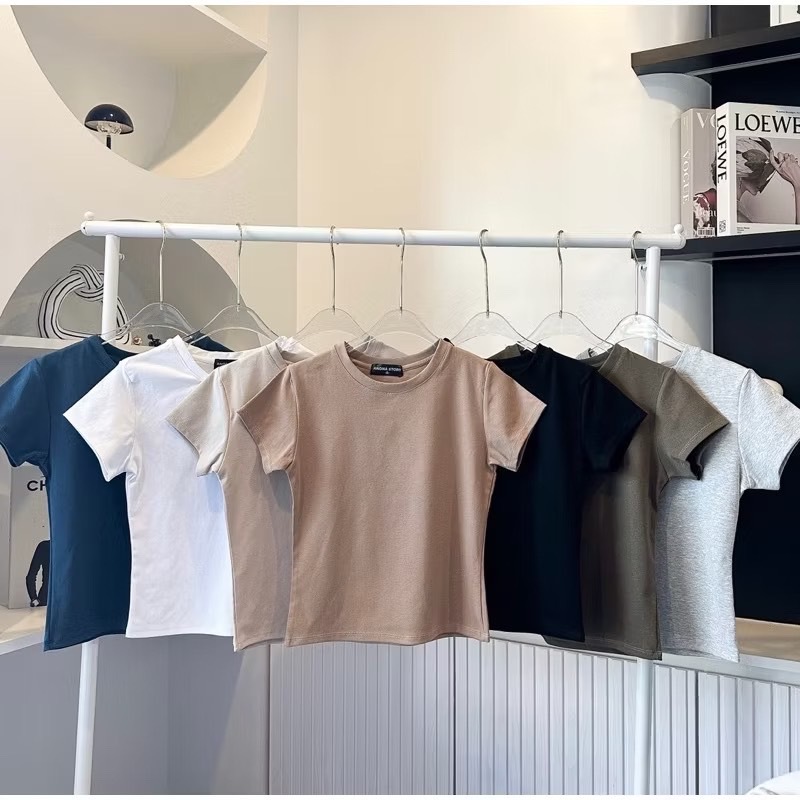 BS TSHIRT. เสื้อยืดคอกลม เบสิคผ้ายูนิทรงสลิมฟิต🔥พร้อมส่ง