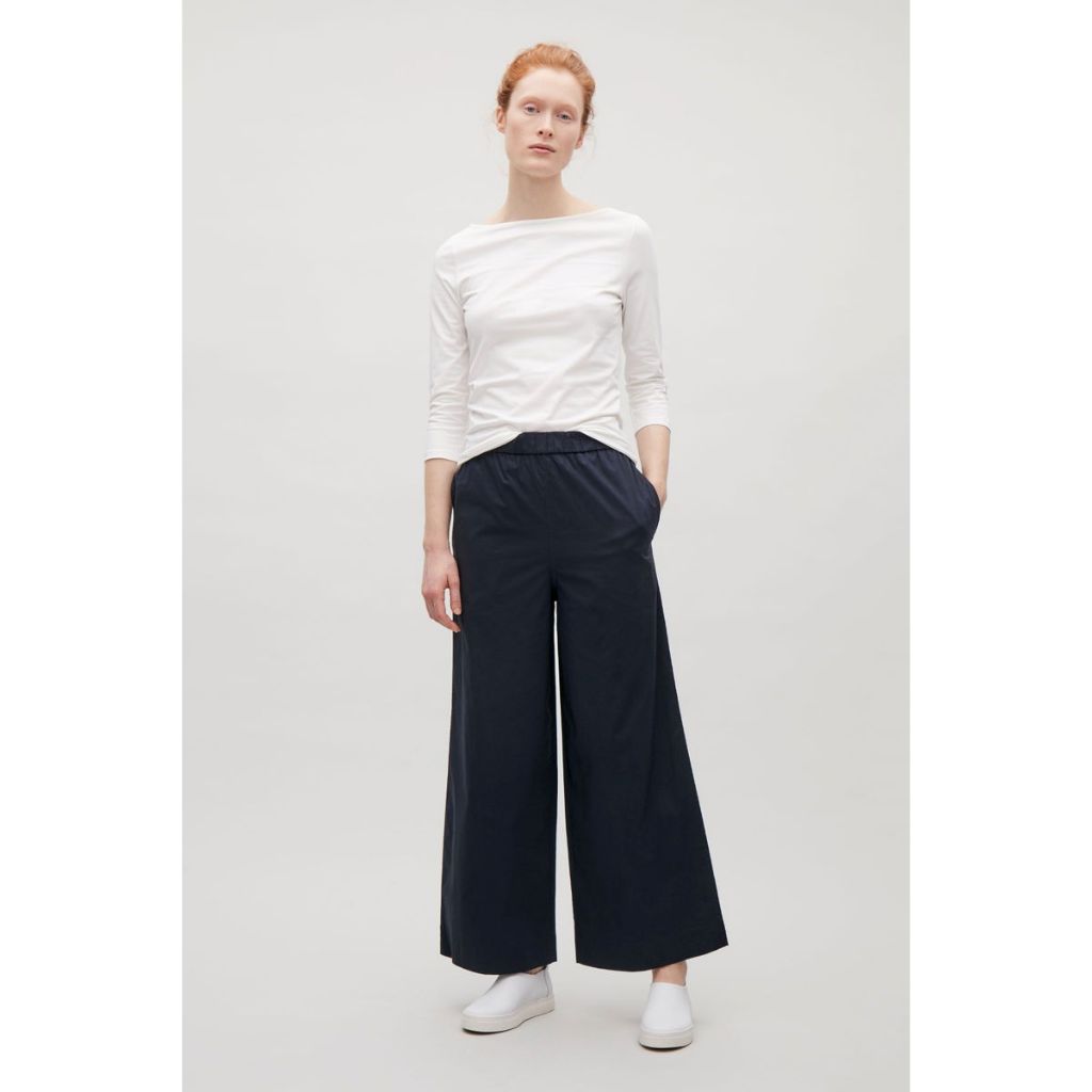 กางเกงผ้าคอตตอน ทรงขากว้าง เอวยืด ELIZABETH AND JAMES WIDE LEG PANTS ดีไซน์สวย แบบเรียบง่าย งานแท้