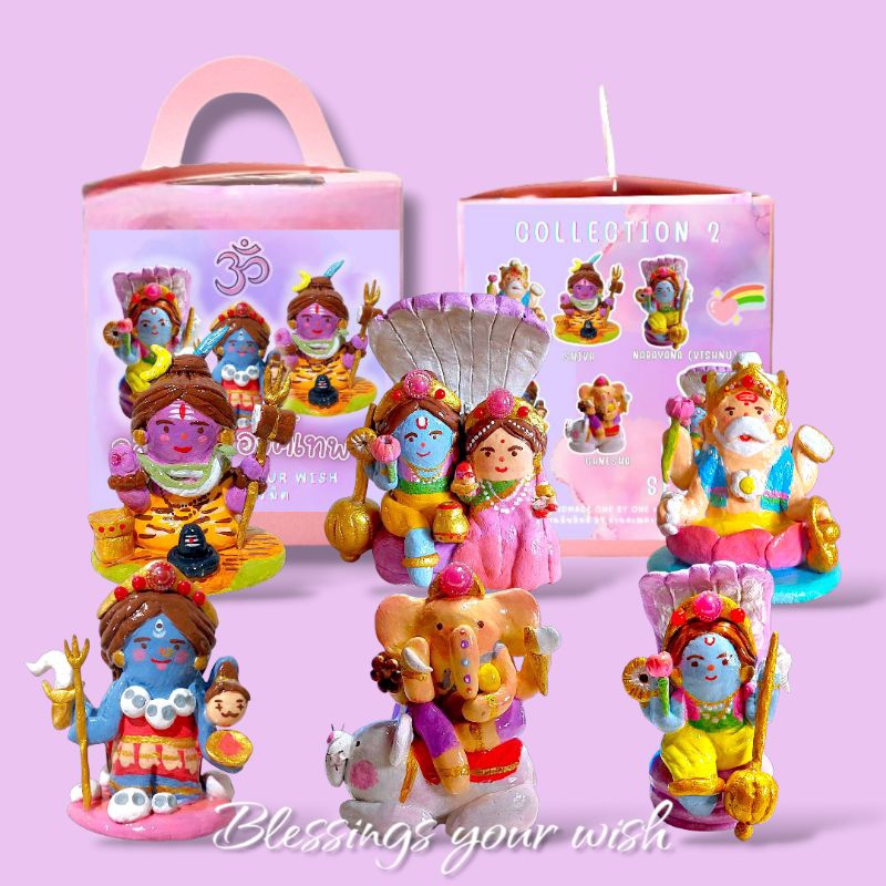 กล่องจุ่มองค์เทพ2 กล่องสุ่มองค์เทพ Collection 2 ผ่านพิธี งานดินปั้นแฮนด์เมดลิขสิทธิ์ พระพิฆเนศArt toy บูชาได้จริง