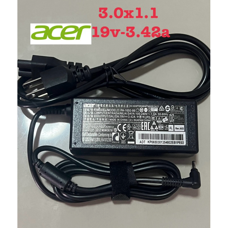 อะแดปเตอร์acer 19v-3.42a หัว 3.0x1.1