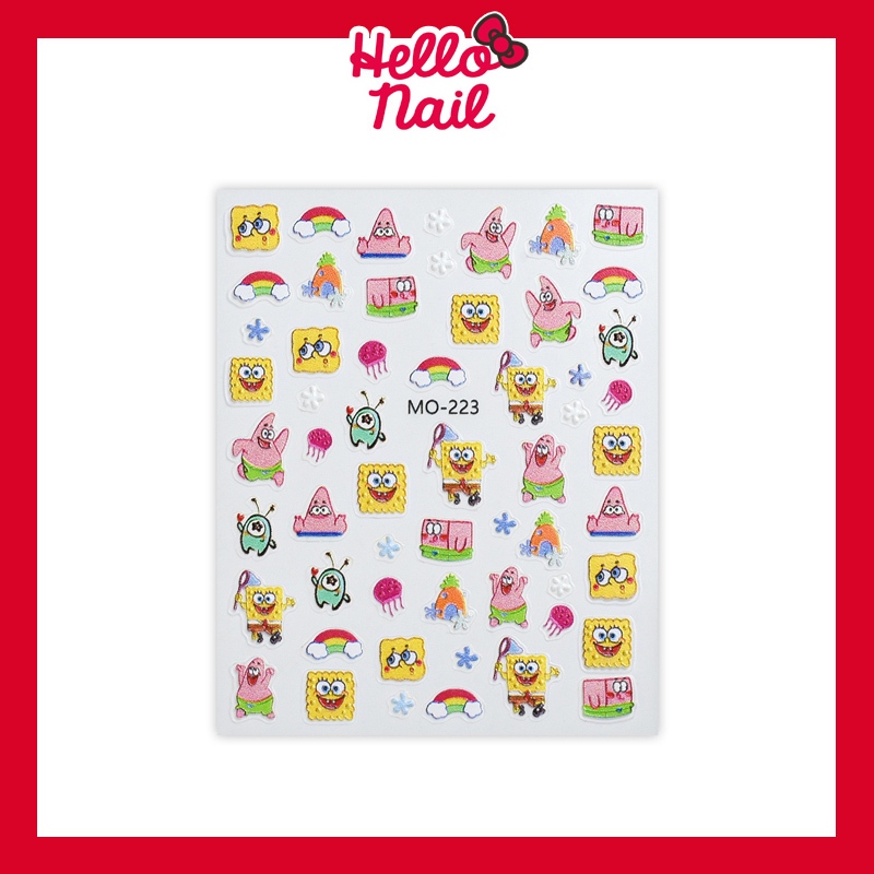 สติ๊กเกอร์ติดเล็บ 5D Sponge Bob สพันจ์บ็อบ แบบนูน แต่งเล็บ Sticker อุปกรณ์ตกแต่งเล็บ