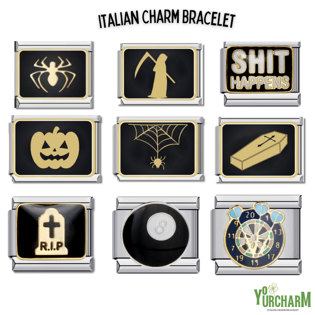 yourcharm italian charm bracelet อิตาเลี่ยนชาร์ม สร้อยข้อมือเลือกลายเองได้ set:Black