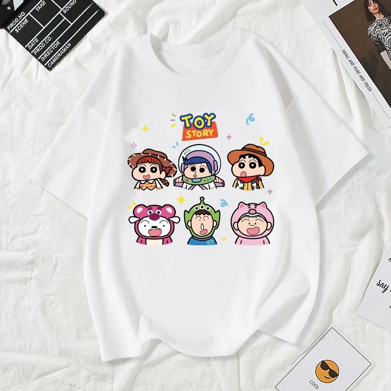 Cosco เสื้อยืดผู้หญิงสาวลายการ์ตูนน่ารักใส่สบายพร้อมพลางหุ่นทำให้เพรียวบางเสื้อผ้าโอเวอร์ไซต์