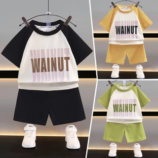 เสื้อลำลองคอกลม 80-140 ชุดเซท2ชิ้น ลายwainut สลับสีสวย ผ้านิ่ม ใส่เย็นสบาย#13126