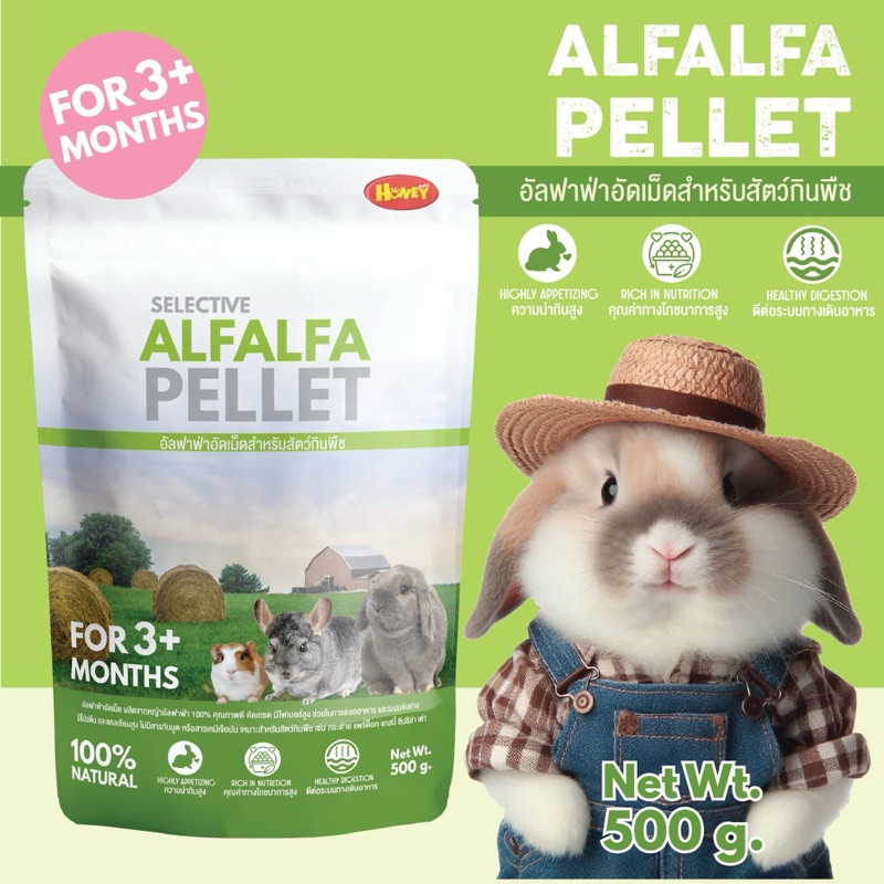 อัลฟาฟ่าแท้แท้อัดเม็ด Alfafa 500กรัม กระต่าย แฮมสเตอร์ มีของแถมทุกออเดอร์ PP139A