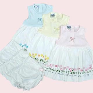 ชุดกระโปรงแขนกุดลายดอกทิวทิป สำหรับเด็กผู้หญิง+กางเกง