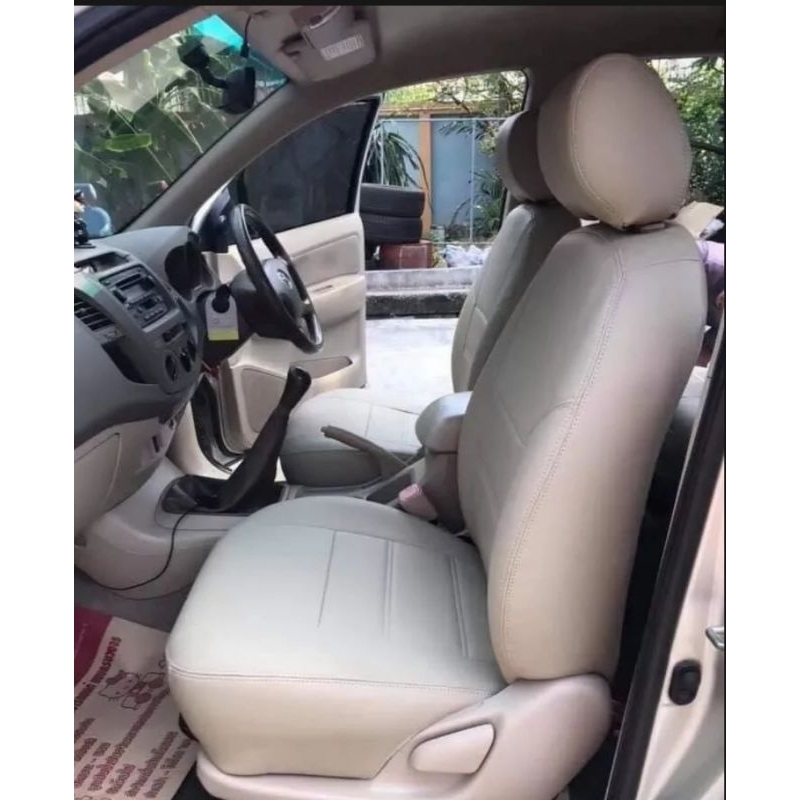 ชุดหุ้มเบาะตรงรุ่น toyota mighty x tiger D4D ตรงรุ่น สีครีม คู่หน้า 2 ประตู สวมทับเบาะเดิมได้เลยค่ะ