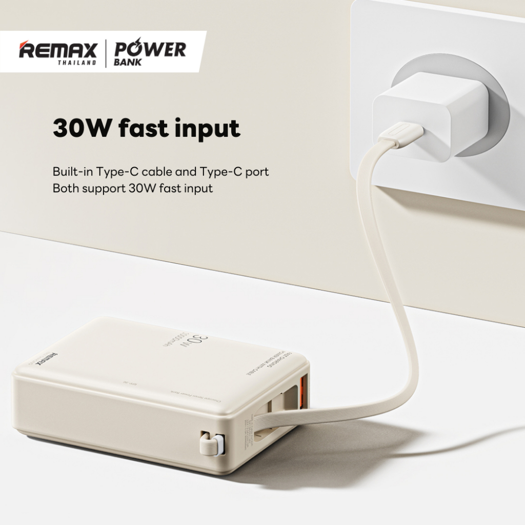 [ CCC ] Remax Power Bank รุ่น RPP-86 แบตสำรอง ความจุ 10000mAh สายชาร์จในตัว ชาร์จไว type-c มีประกันศูนย์ไทย มาตรฐาน มอก. - รูปที่ 3