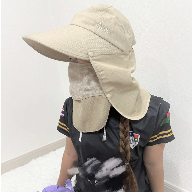 (รุ่นเนื้อผ้าดี) หมวกกันแดด กันยูวี UVA UVB กันได้99% เนื้อผ้าพิเศษ ไม่อบ ถ่ายเทได้ดี รุ่นมีผ้าปิดหน