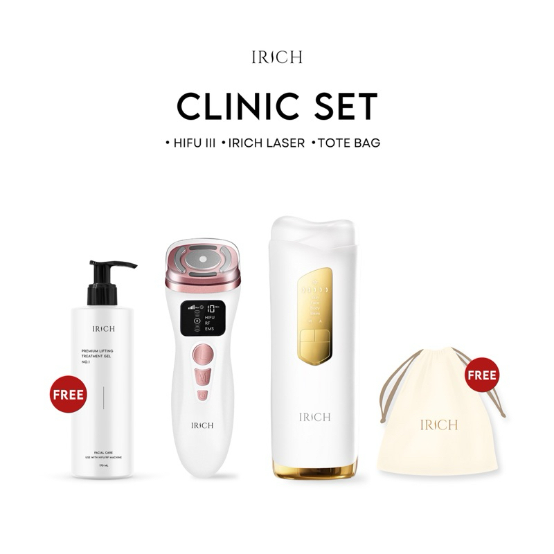 Clinic Set : IRICH เครื่องเลเซอร์ขน(ไม่จำกัดช็อต) + เครื่องไฮฟู่(ไม่จำกัดช็อต)