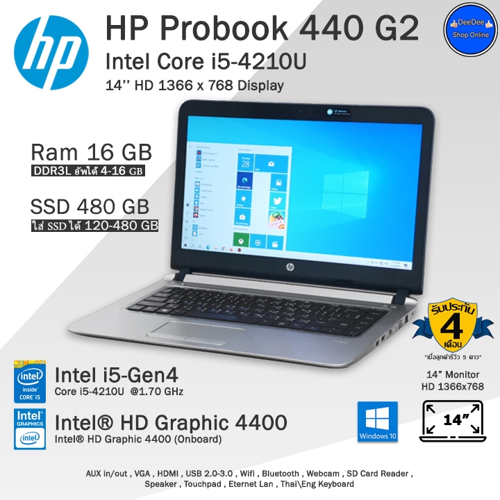 HP ProBook 440 G2 Core i5-4210U(Gen4) ราคาคุ้มๆใช้งานลื่นดีมาก คอมพิวเตอร์โน๊ตบุ๊คมือสอง สภาพดี