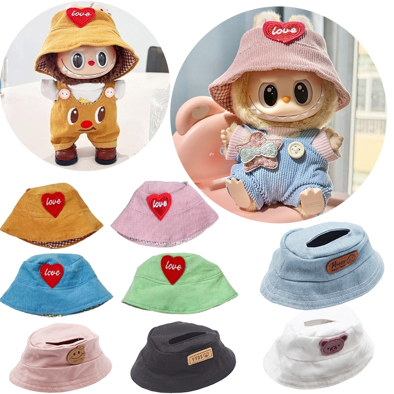 [พร้อมส่ง]หมวกลาบูบู หมวกชาวประมง 10ซม ฝ้าย หมวกตกแต่งตุ๊กตา สำหรับ 17cm Labubu